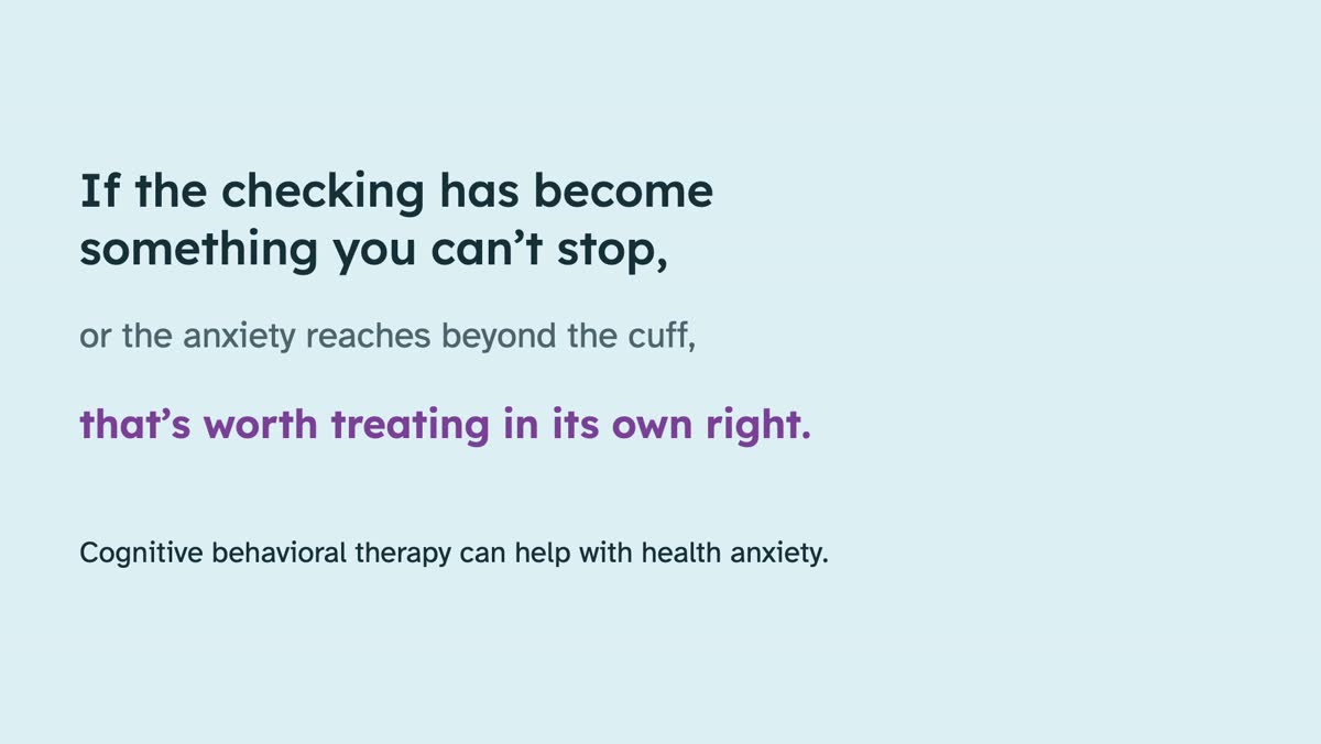 A still from the video's "When the cuff makes you anxious" chapter